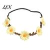 Floral Hair Accessory for Beach Vacation Sunflower/Daisy Wreath Headband Women Girls, Flower Headpiece, Adjustable Travel Photography Silk Crown