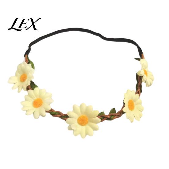 Floral Hair Accessory for Beach Vacation Sunflower/Daisy Wreath Headband Women Girls, Flower Headpiece, Adjustable Travel Photography Silk Crown