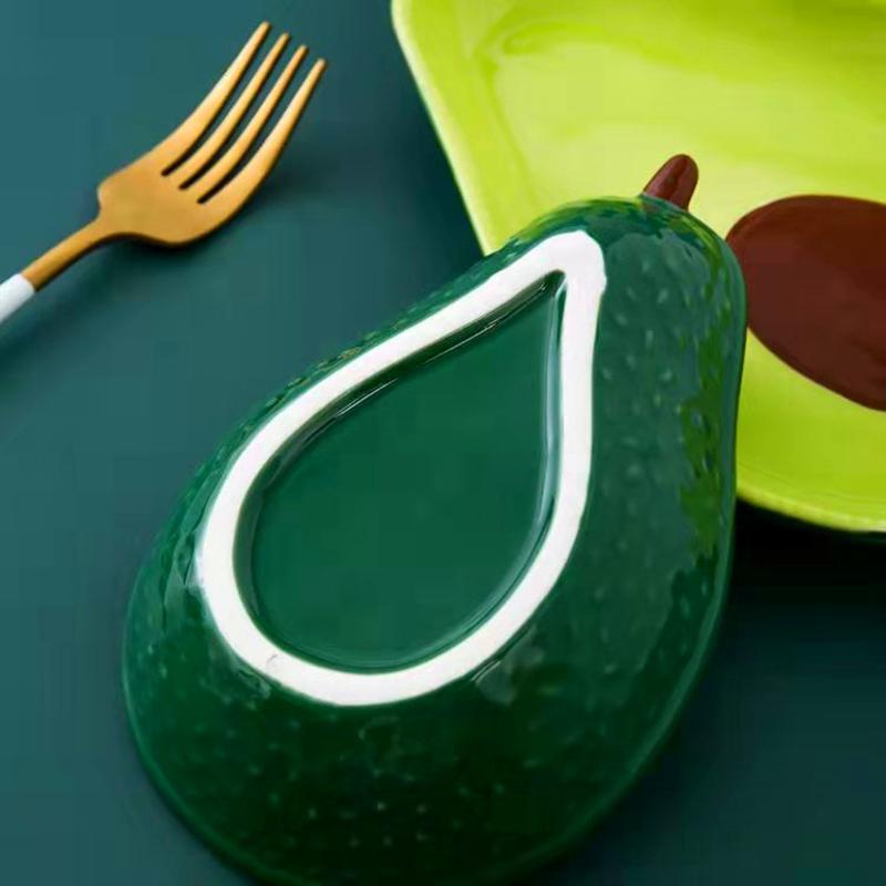 Ceramic Tableware Cute Avocado Shaped Plate Personality Fruit Salad Bowl Net Red Girl Heart Fruit Plate Japanese Dish Set Dishes