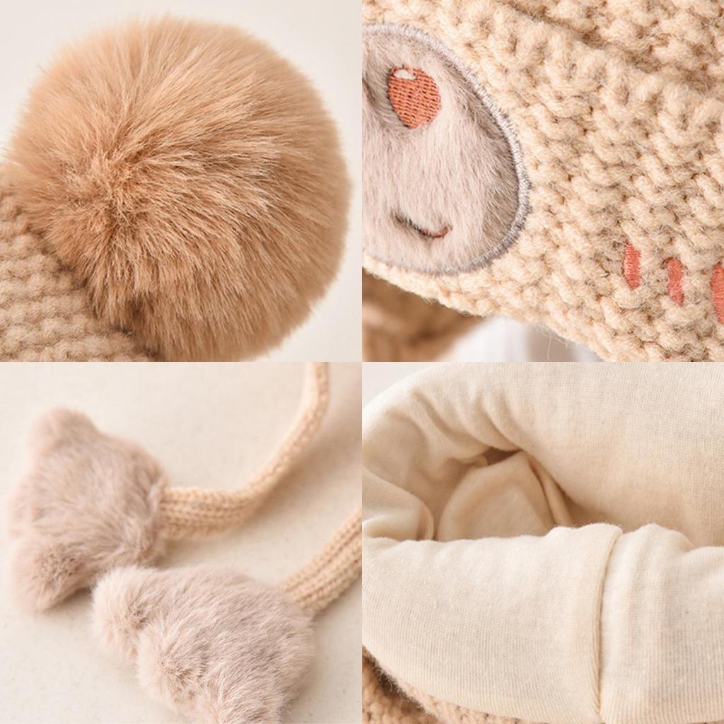 Зимняя детская шапка-ушанка, теплая толстая вязаная шапка с защитой ушей для детей, мальчиков и девочек, милая шапка-бини с помпоном, хлопковая подкладка