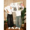 Джинсы в уличном стиле Y2K женские брюки Harajuku Hip Hop вышитые буквы винтажные синие мешковатые джинсы с высокой талией широкие брюки