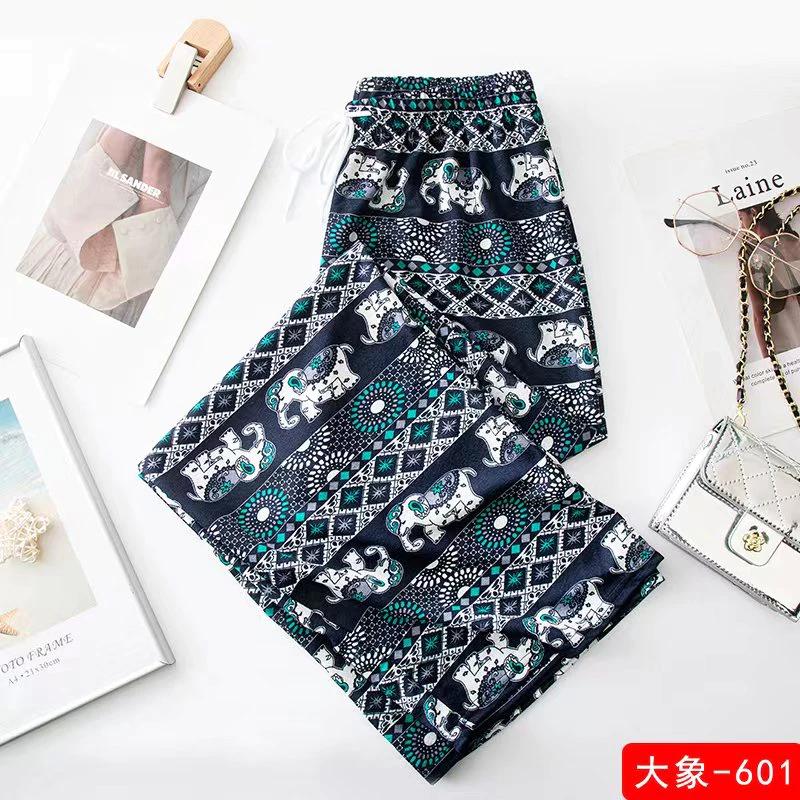 Elephant Pants Adjustable Elastic Waist Strap Rope Loose Legs Women Men Unisex Print Thailand Casual Streetwear Beach Bohemian Retro Vintage