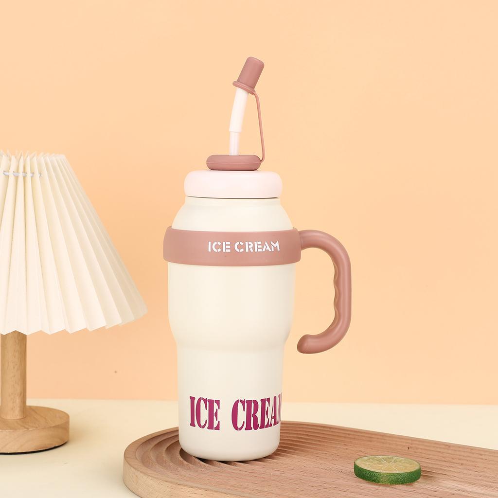 Stainless Steel Big MAC Handle Ice Bulba Cup High Appearance Level Tea Separation Thermos Cup Portable Car Handy Cup