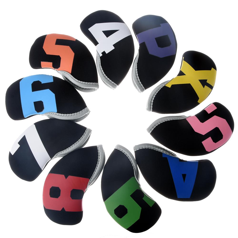 10pcs/set New Golf Iron Head Cover Golf Iron Cover 4 5 6 7 8 9 P A S X Waterproof Neoprene Golf Accessories 5