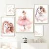 Pink Ballerina Girl Unicorn Butterfly Poster Kids Room Decorative Canvas Panting Posters Nursery Wall Art Baby Bedroom Decor