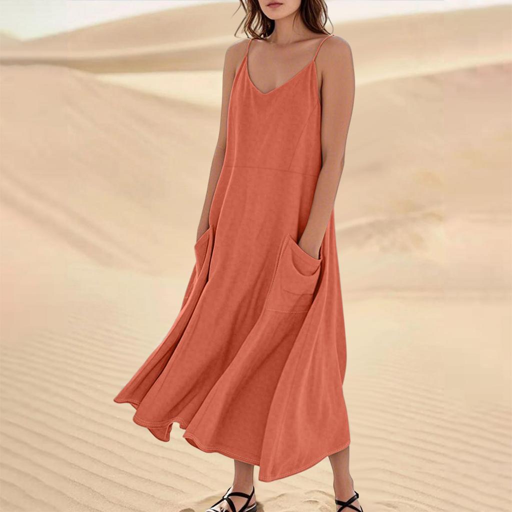 Женское летнее платье, повседневные свободные длинные пляжные платья для отдыха