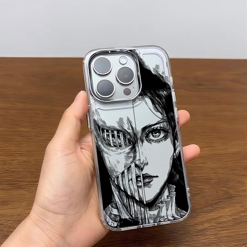 Горячий аниме-чехол Черный Атака Титанов для iPhone 17 16e 16 15 14 13 12 11mini Pro Max X XR XSMAX 8 7 Air Plus Мягкий чехол