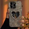 Роскошный блестящий чехол с покрытием, 3D-сердечко, зеркальные пайетки для iPhone 17 Air 16 14 15 11 Pro Max, защитная крышка для объектива