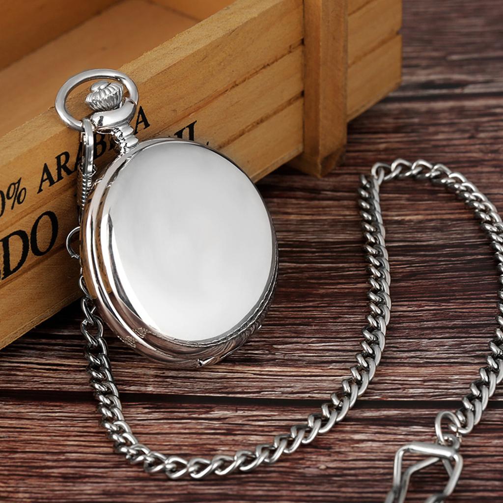 Винтажные карманные часы Кварцевые карманные часы Механический механизм Карманные часы Гладкие Серебристая сталь Мужские часы Карманные часы с ручным заводом