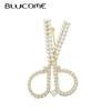 Fashion Small Scissors Shape Brooches Crystal Pearl Corsage Suit Scarf Hat Pins for Women Kids Clothes Accessories Gifts