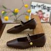 Повседневные туфли Мэри Джейн на плоской подошве, женские скандинавские минималистичные мокасины с золотой цепочкой, туфли в стиле Лолиты из искусственной кожи