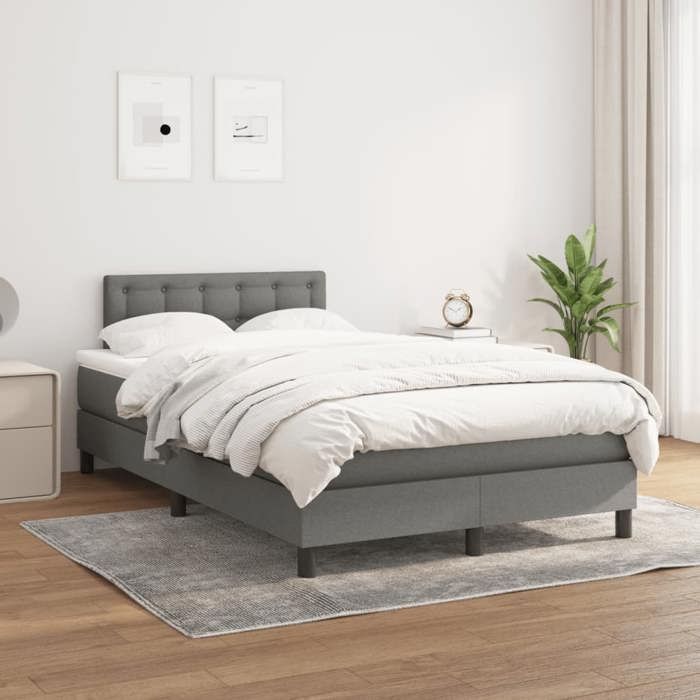 Maison Exclusive - Sommier à lattes de lit avec matelas gris foncé 120x190cm tissu