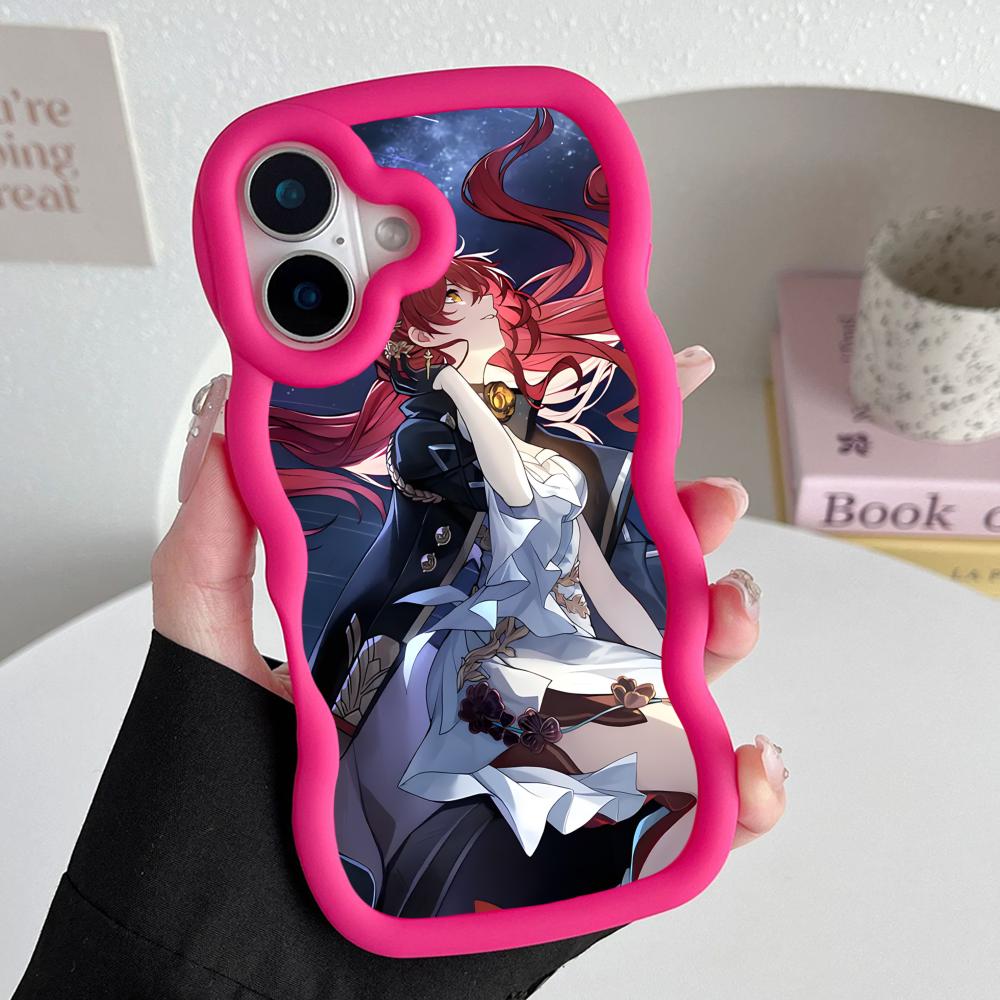 HSR Himeko Чехол для мобильного телефона из ТПУ с волнистым краем для iPhone 17 16 15 14 13 12 11 Air Pro Max Plus Цветная крышка