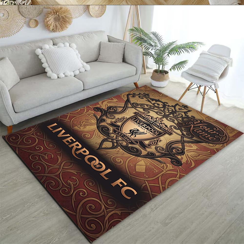 Liverpool Fc Personalized Name Area Rug Suitable For Kitchen Hallway Entryway Dining Room Antislip Rug Anime Office Decor