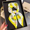 Luxury Lady Summer 70x70 Cm Square Silk Scarf, Lemon Print Scarf, Hair Band, Yellow Shawl, Headscarf, Headscarf Wrap