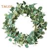 Венок из искусственных листьев эвкалипта, венок из искусственных зеленых листьев с ягодами, венок из искусственного эвкалипта для дома, крыльца, стены, двери, декор