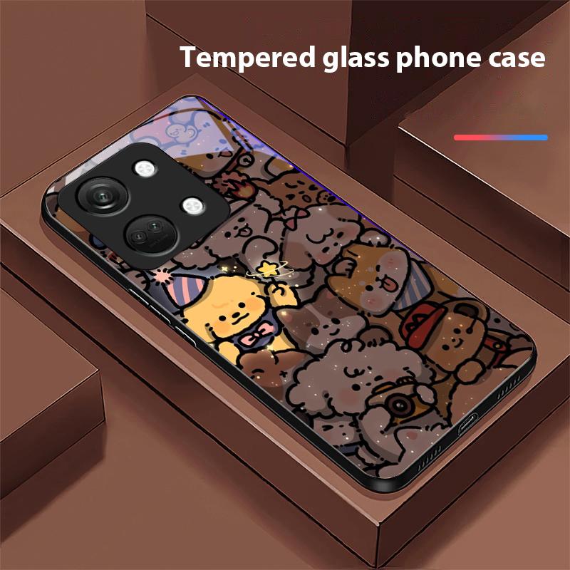 Светящийся котенок Для OnePlus Nord 3 5 6T 7 Pro 8 12 10T Reno8 Lite 5G 10R Nord N30 Жесткий чехол Закаленное стекло Чехол для телефона Черный