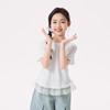 Girls' Floral Lace Patchwork Short Sleeve Top