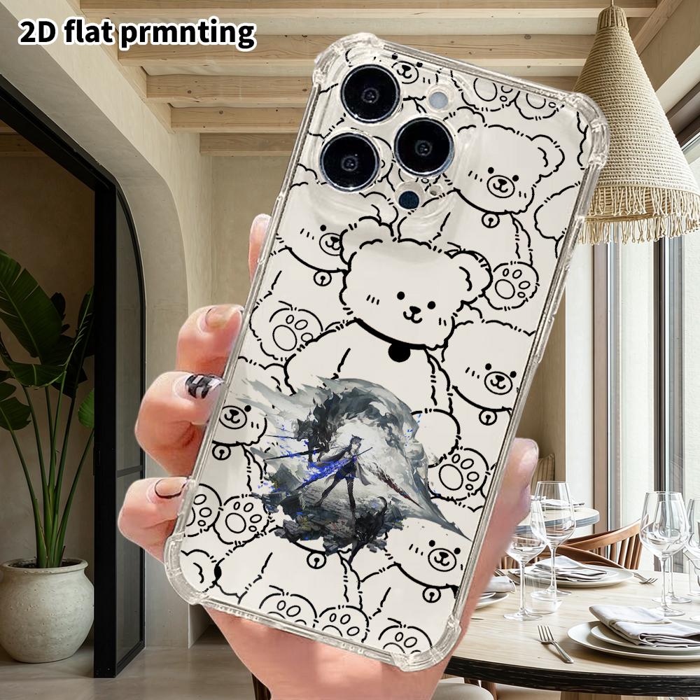 Чехол для телефона: 2D плоский, подходит для iPhone 18 17 16 15 14 13 Pro, прозрачный защитный чехол с четырьмя углами, девушка с волчьими ушами, подарок на Рождество и Хэллоуин
