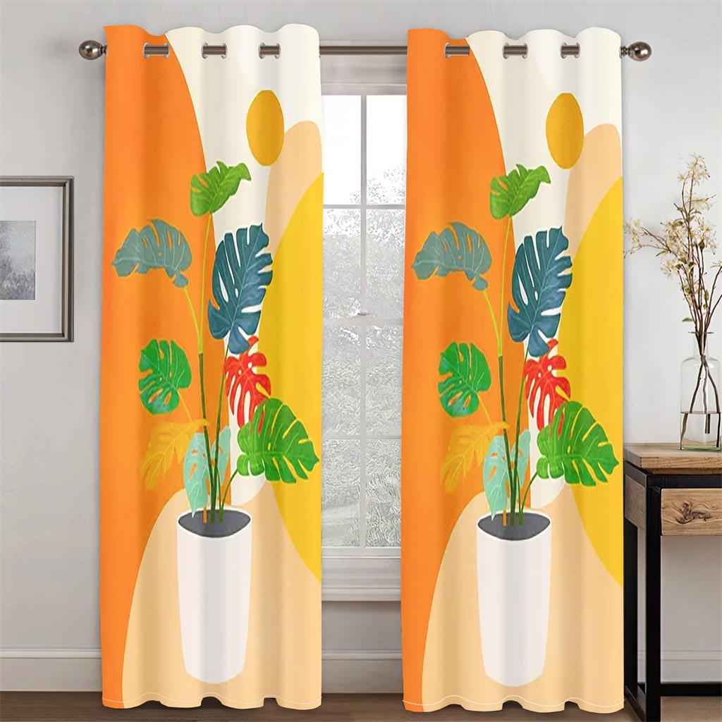 3D Абстрактное искусство Геометрический дизайн Цветы Простой стиль Шторы 2 панели Гостиная Спальня Окно Шторы Украшения