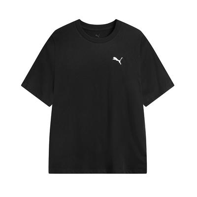 Puma Базовая футболка гардероба с логотипом, с круглым вырезом, спортивная, в стиле кэжуал, с коротким рукавом, унисекс, черная 632920-01