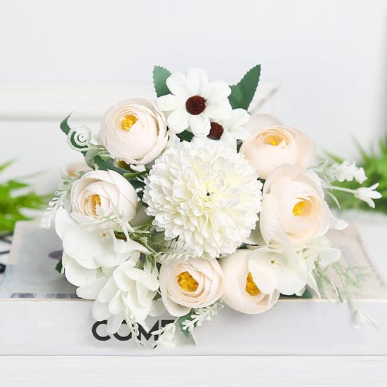 Искусственный цветок с зелеными листьями Реалистичный искусственный шелковый цветок Свадебная вечеринка Домашний офисный стол