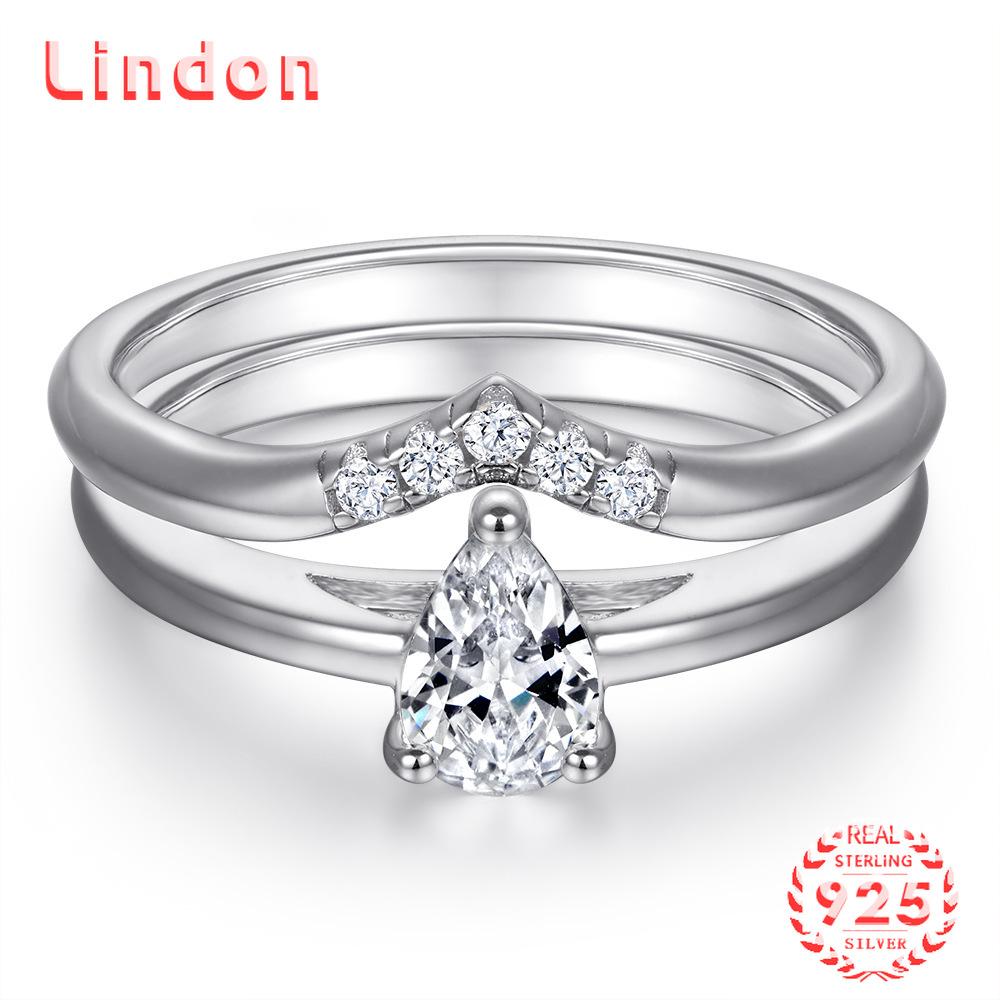Классическое кольцо Lindon из стерлингового серебра 925 пробы с цирконом, женские украшения, свадебное обещание, подарок для вечеринки