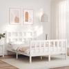 VidaXL Bed Frame with Headboard White 120x200 Cm Solid Wood 3193007