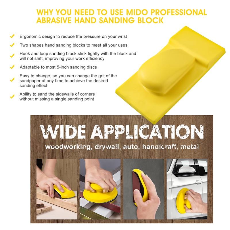 Блок для ручного шлифования на липучке Блок для ручного шлифования с пальцами Боковые крючки и петли Быстрая смена