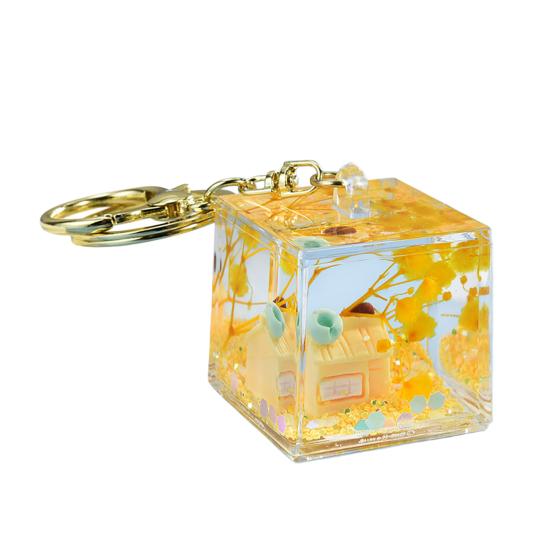 Брелок с песочной картиной, миниатюрная сказочная сцена, мини-прозрачный кубик, шарм для рюкзака, для сумок, ключей, кошелька, аксессуар