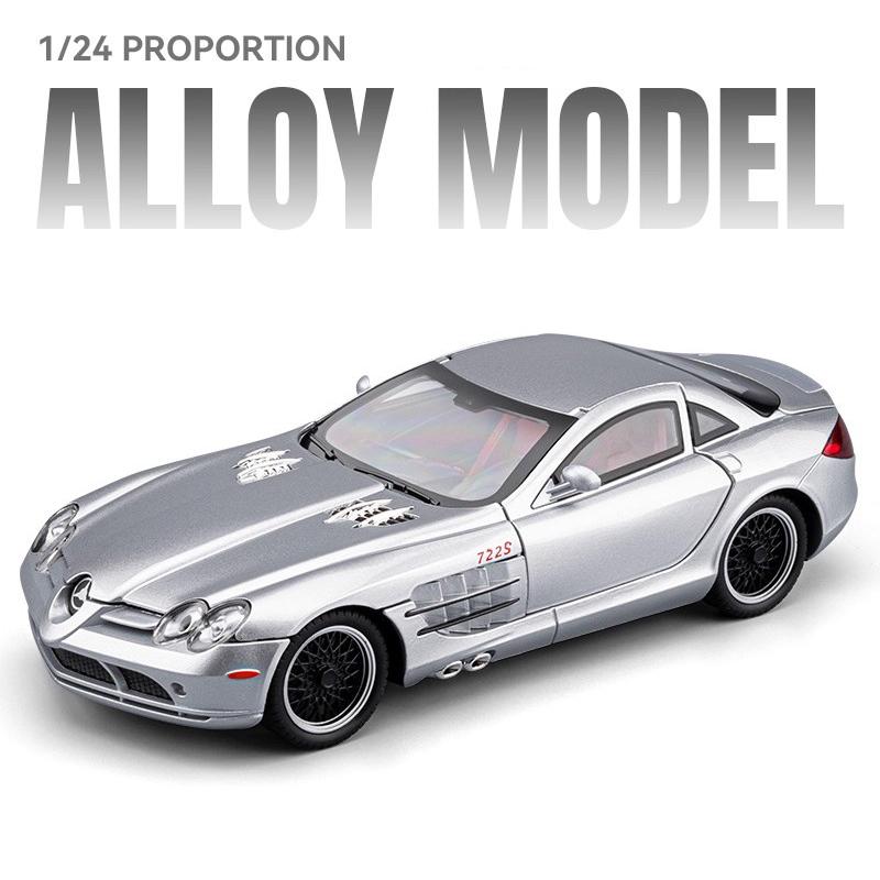 1/24 Суперкар Mercedes-Benz SLR Модель автомобиля из сплава Звук и свет Инерционный Детская игрушка Коллекционные предметы Подарок на день рождения