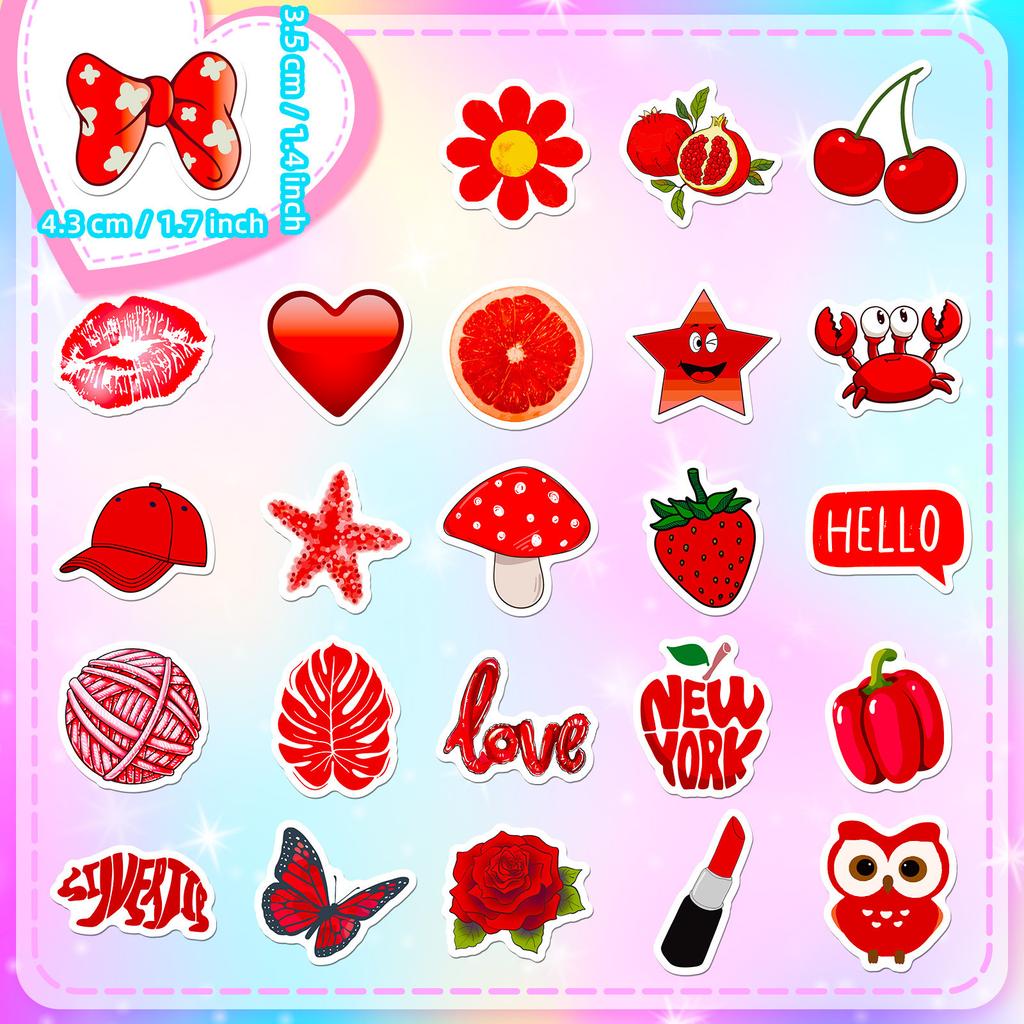 100 Small Size 4cm Red and Black Mixed Match VSCO Stickers Small Fresh Ins Style Series