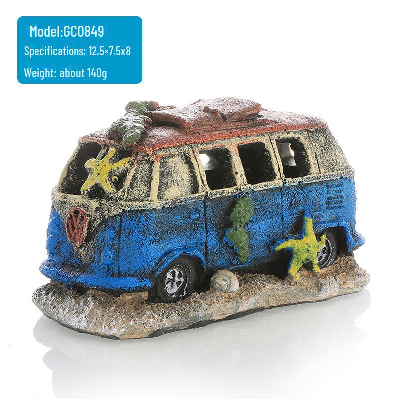 Украшение для аквариума из смоляной разбитой машины для рыб и креветок