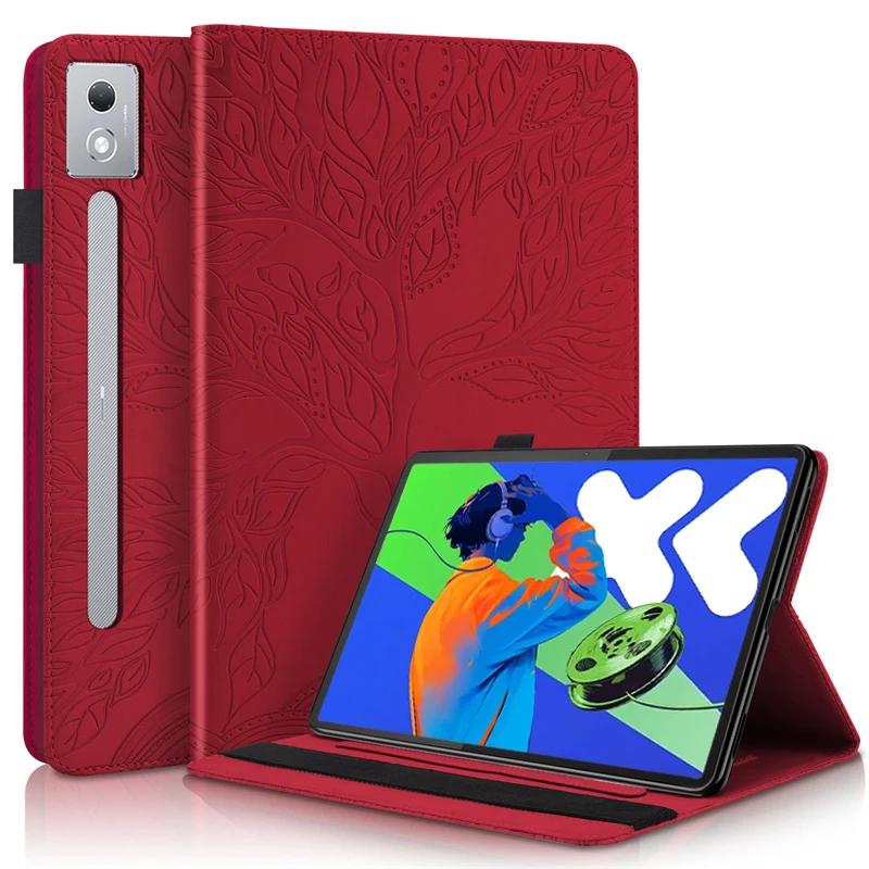 Coque For Lenovo Idea Tab Pro 12.7 Case Embossed Tree PU Leather Wallet Flip Cover For Funda Lenovo Idea Tab Pro Case TB373FU