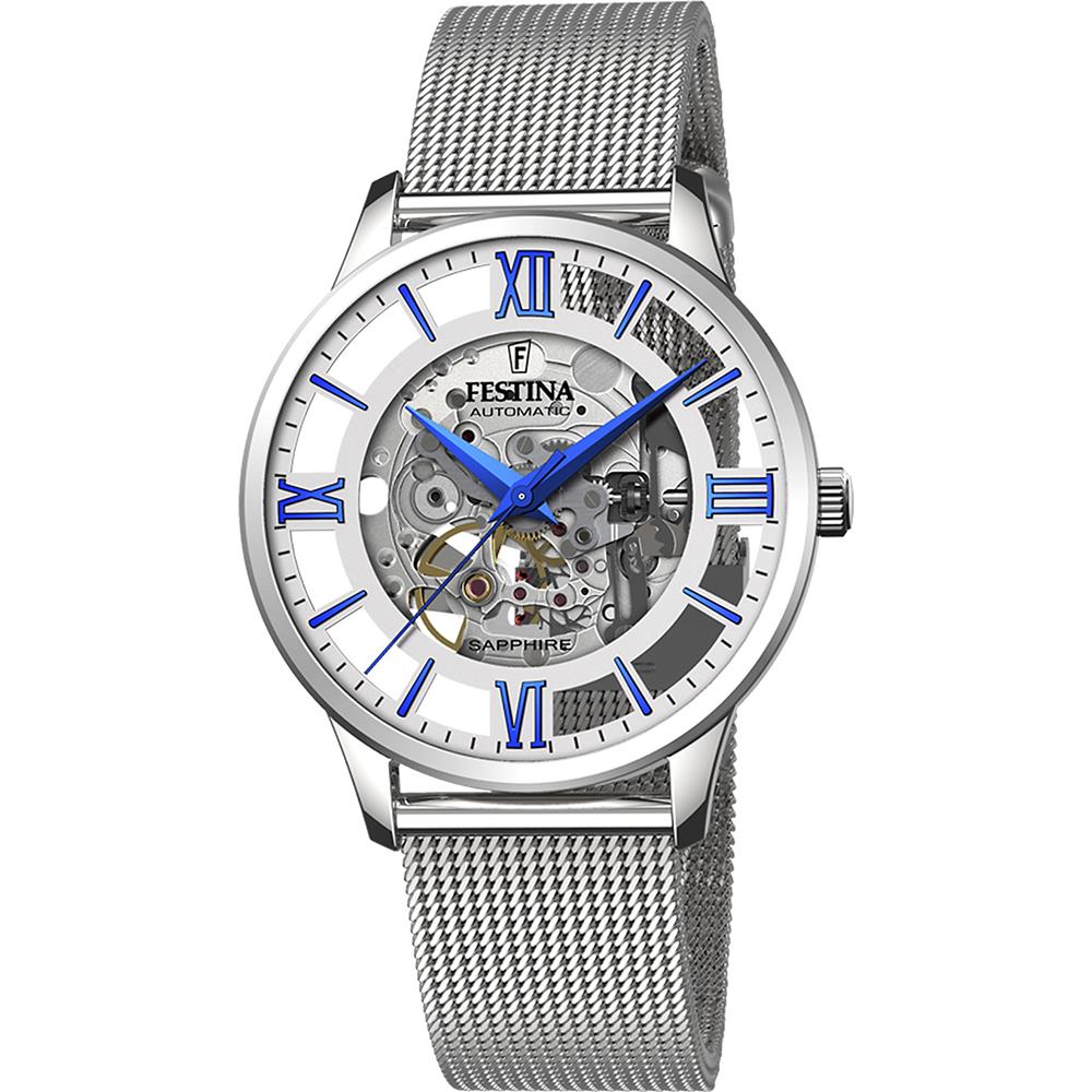 FESTINA F20534/1 Автоматические скелетонизированные мужские часы с сетчатым браслетом9