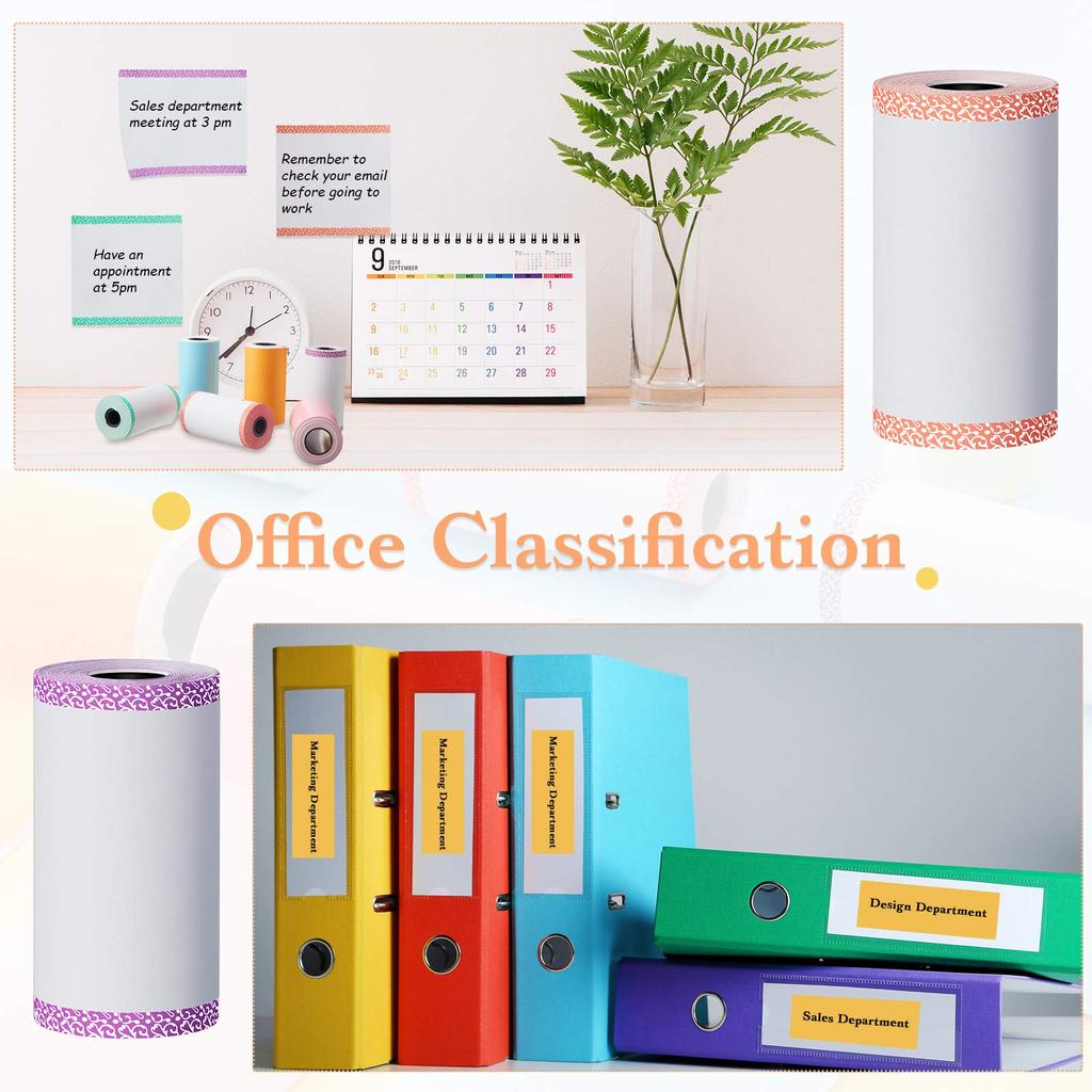 3/6/9/12 рулонов термобумаги с цветными краями, 57*30 мм, для термопринтера чеков мини-принтера