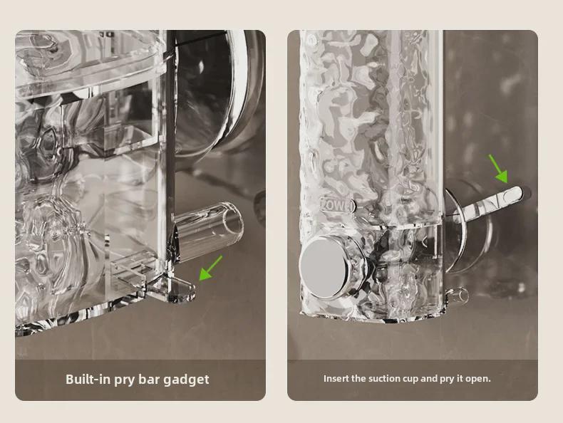 Ripple Suction Cup Bathroom Soap Dispenser - Luxury Hand Soap Holder for Mirror or Sink