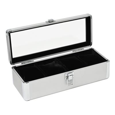 Премиум Time Box Хранение Часов Хранение Часов Коллекция Вмещает 4 Серебряный ES'PRIMA Футляр, Коробка, Футляр, Алюминий, Часы,