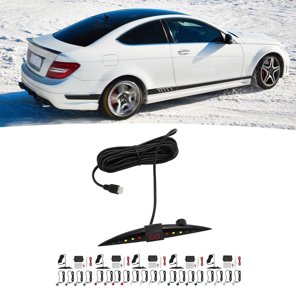 Car Reverse Backup Radar System 4 Parking Sensors LED Display Buzzer Beep Alarm Indicator for Safe D