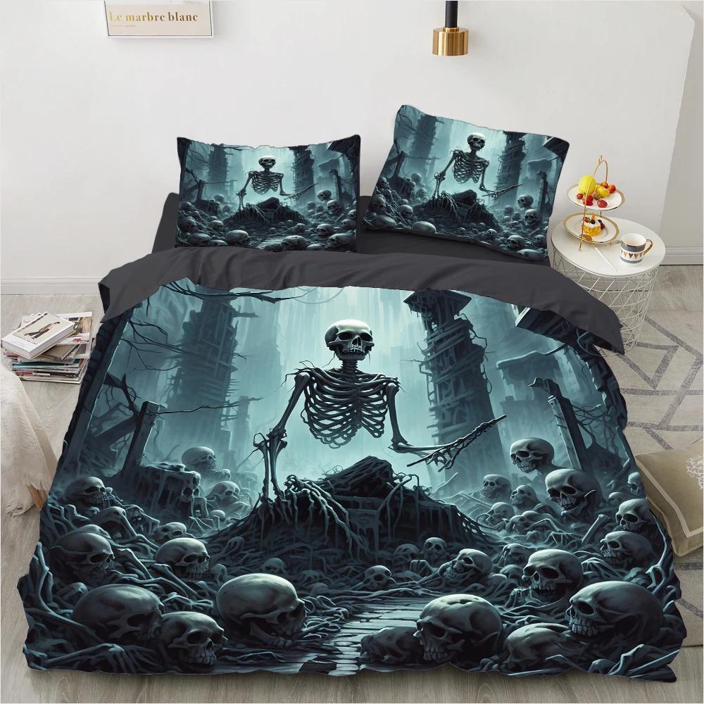 Комплект постельного белья Grim Skull Cartoon, комплекты одеял, двуспальные, двуспальные, двуспальные, двуспальные, односпальные, полноразмерные, комплект постельного белья для детей и девочек, белое постельное белье