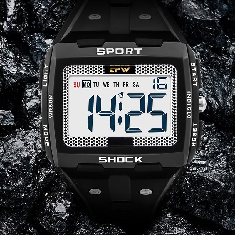 Digital Watch, Outdoor Sport Watch, 50M Waterproof Swimming Wristwatch, LED Men Watch
