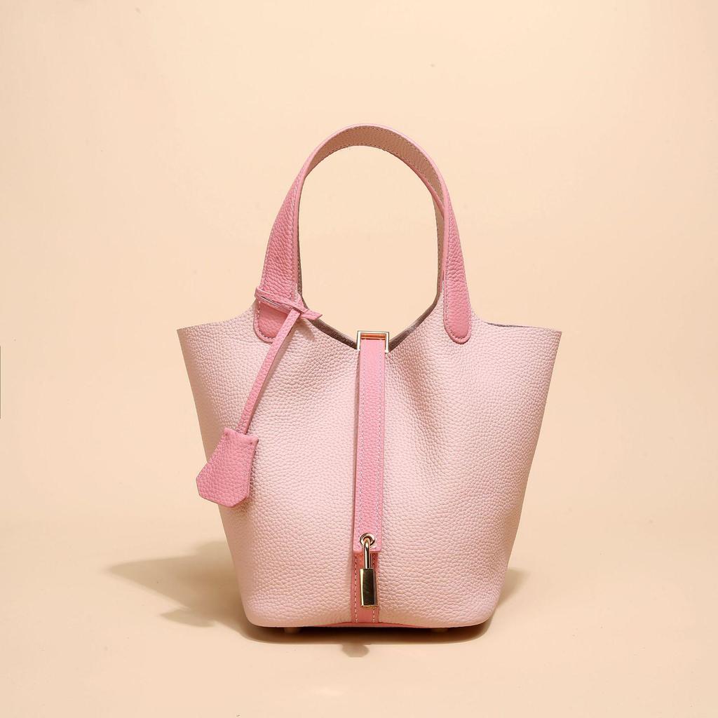 2024 Женская сумка-ведро из натуральной кожи с узором личи - Осенне-зимняя сумка-корзина для овощей