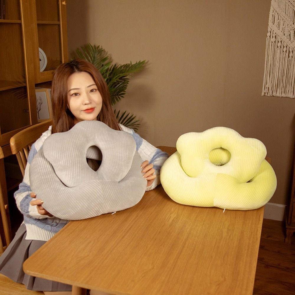 Double-sided Bear Pillow Stuffed Toy Plush&Ice Silk Sunmer Nap Pillow Winter