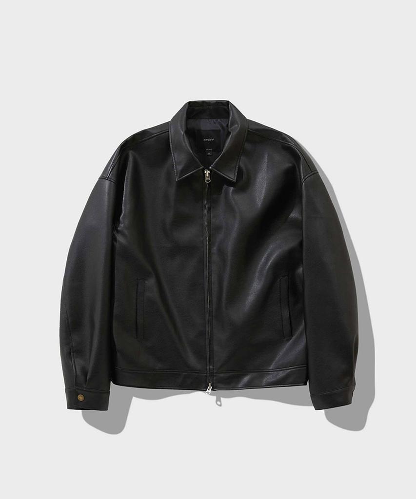 Ffeff Studio Leather Single Zip-Up Jacket (Black)