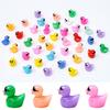 100Pcs Mini Sunglasses Duck Figurine Luminous Miniature Cartoon Duck Ornament DIY Microlandscape Fairy Garden Animal Resin Statue Decoration