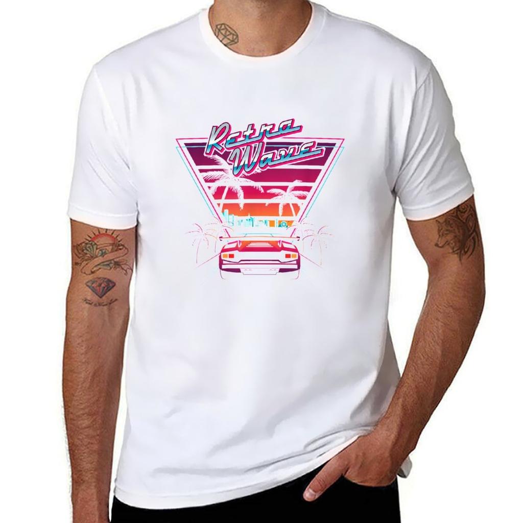 80s Vintage Retro Wave Synthwave Love Retro Wave Miami Beach T-Shirt summer tops shirts graphic tees Short sleeve tee men