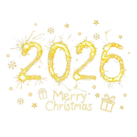 Christmas Glass Stickers 2026 Number Blessings Golden Flame Effect Waterproof Easy To Apply New Year Window Decals