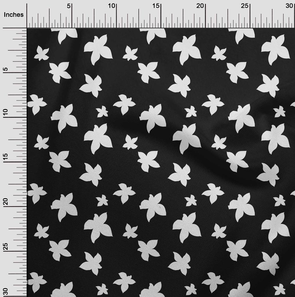 oneOone Cotton Poplin Black Fabric Floral Dress Material Fabric Print Fabric By The Yard 42 Inch