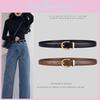 Однотонный женский повседневный ремень с золотой пряжкой, для повседневной и офисной носки