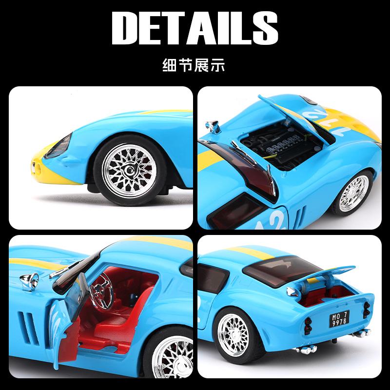 1:Масштаб 1:32 250 GTO Суперспортивный автомобиль Литой металлический моделька Mini GT Звук и свет Премиальные настольные украшения Подарок для парня